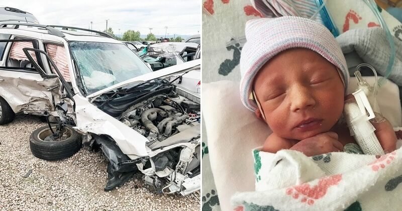 3 nappal azután, hogy túlélt egy autóbalesetet, a nő megszülte a kisbabáját, aki még mindig a magzatburokban volt